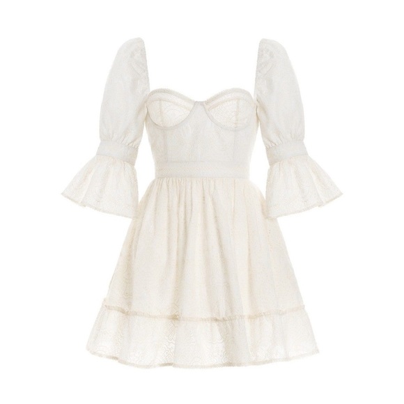 Agua Bendita Dress Cedro Bruma Embroidered Lace Eyelet White M NWT - Picture 12 of 13